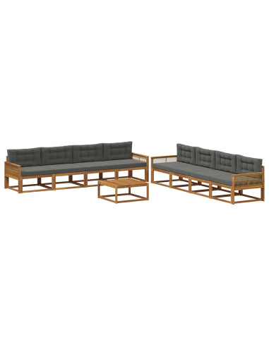 Set di divani da esterno con cuscino 9 pcs Naturale e Antracite