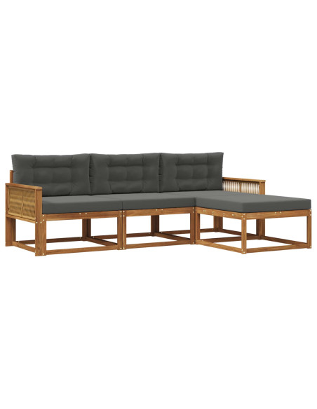 Set di divani da esterno con cuscino 4 pcs Naturale e Antracite