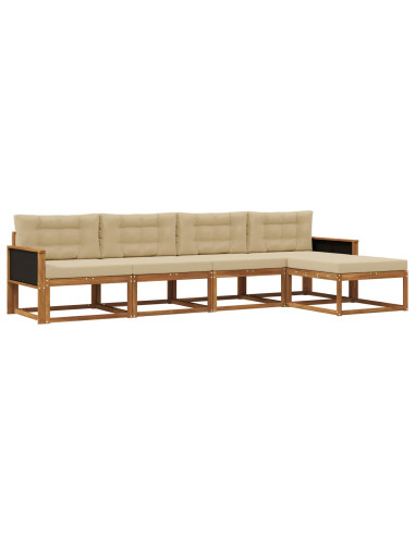 Set di divani da esterno con cuscino 5 pcs Naturale e Beige