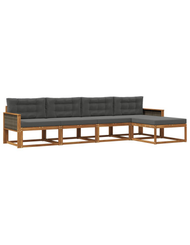 Set di divani da esterno con cuscino 5 pcs Naturale e Antracite