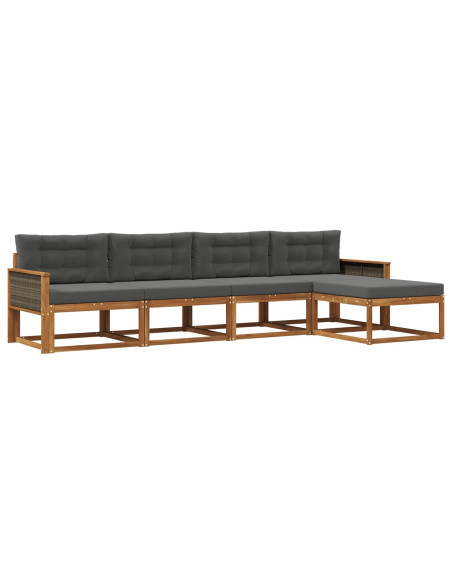 Set di divani da esterno con cuscino 5 pcs Naturale e Antracite