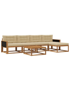 Set di divani da esterno con cuscino 6 pcs Naturale e Beige