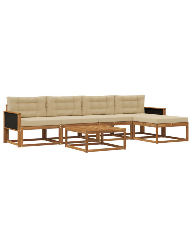 Set di divani da esterno con cuscino 6 pcs Naturale e Beige