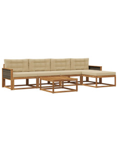 Set di divani da esterno con cuscino 6 pcs Naturale e Beige