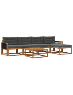 Set di divani da esterno con cuscino 6 pcs Naturale e Antracite