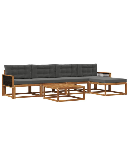Set di divani da esterno con cuscino 6 pcs Naturale e Antracite