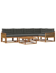 Set di divani da esterno con cuscino 6 pcs Naturale e Antracite