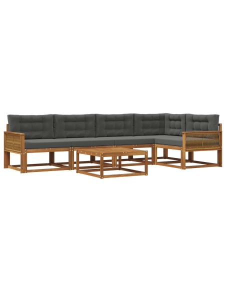 Set di divani da esterno con cuscino 6 pcs Naturale e Antracite