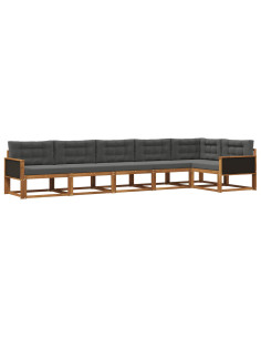 Set di divani da esterno con cuscino 6 pcs Naturale e Antracite