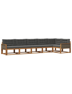 Set di divani da esterno con cuscino 6 pcs Naturale e Antracite
