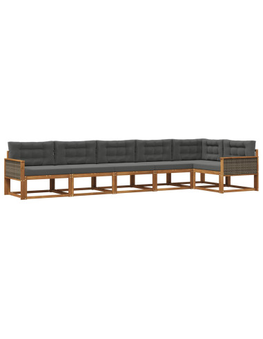 Set di divani da esterno con cuscino 6 pcs Naturale e Antracite