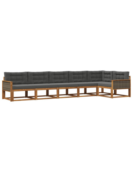 Set di divani da esterno con cuscino 6 pcs Naturale e Antracite