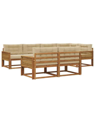 Set di divani da esterno con cuscino 7 pcs Naturale e Beige