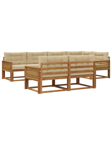 Set di divani da esterno con cuscino 7 pcs Naturale e Beige