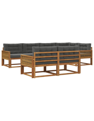 Set di divani da esterno con cuscino 7 pcs Naturale e Antracite