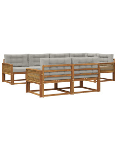 Set di divani da esterno 7 pcs Naturale e Grigio chiaro