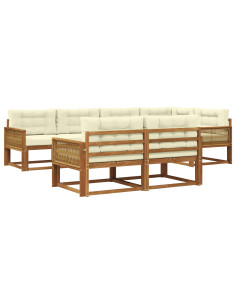 Set di divani da esterno con cuscino 7 pcs Naturale e Crema