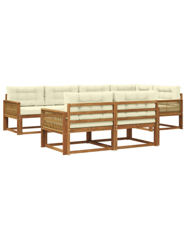 Set di divani da esterno con cuscino 7 pcs Naturale e Crema