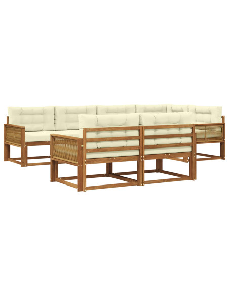 Set di divani da esterno con cuscino 7 pcs Naturale e Crema