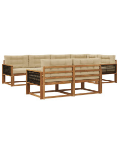 Set di divani da esterno con cuscino 7 pcs Naturale e Beige