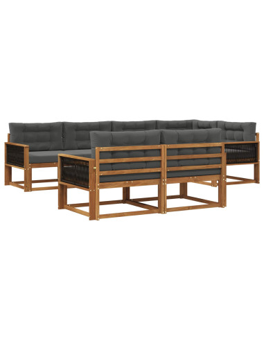 Set di divani da esterno con cuscino 7 pcs Naturale e Antracite