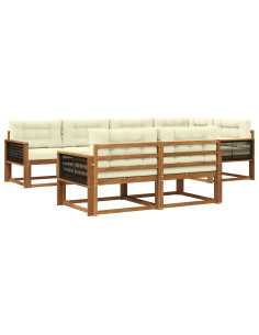 Set di divani da esterno con cuscino 7 pcs Naturale e Crema