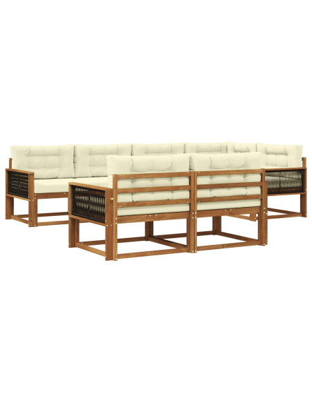 Set di divani da esterno con cuscino 7 pcs Naturale e Crema