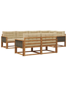 Set di divani da esterno con cuscino 7 pcs Naturale e Beige