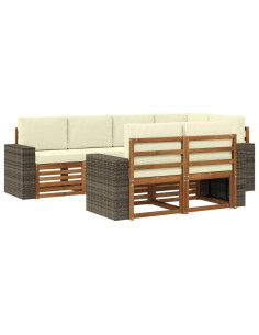 Set divano sezionale con cuscino 7 pcs Naturale e Crema