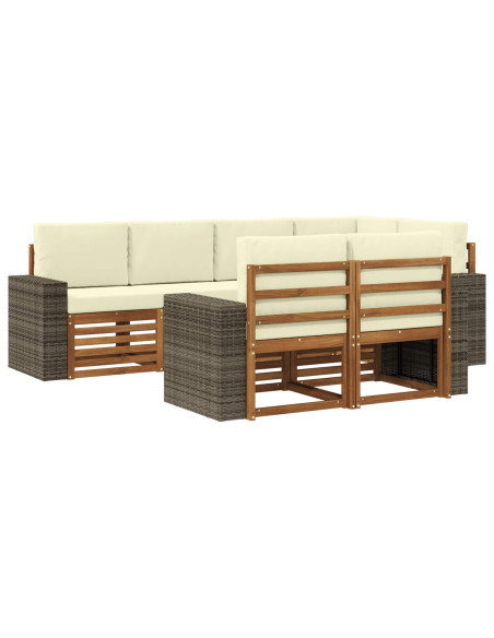 Set divano sezionale con cuscino 7 pcs Naturale e Crema