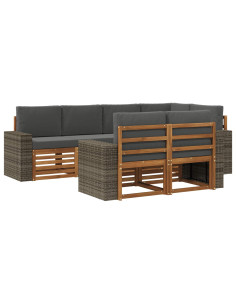 Set divano sezionale con cuscino 7 pcs Naturale e Antracite