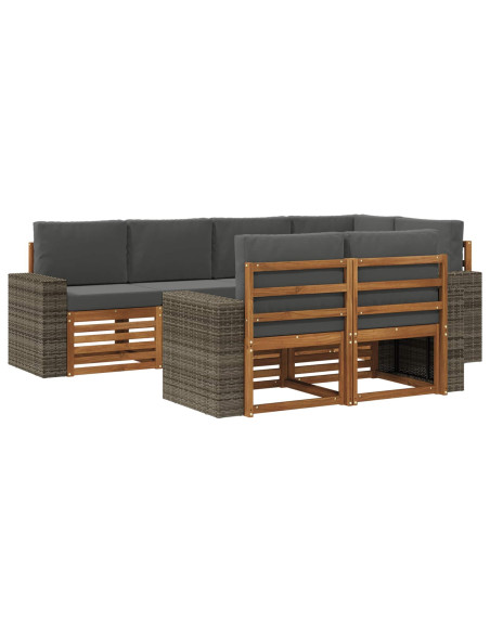 Set divano sezionale con cuscino 7 pcs Naturale e Antracite