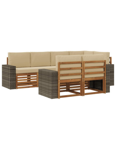Set divano sezionale con cuscino 7 pcs Naturale e Beige