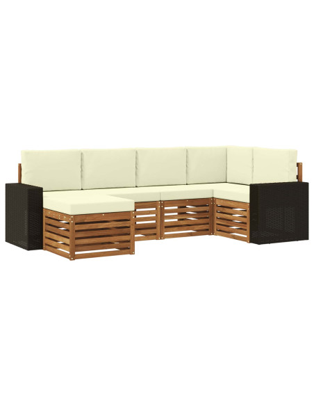 Set divano sezionale con cuscino 6 pcs Naturale e Crema