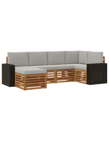 Set divano sezionale con cuscino 6 pcs Naturale e Grigio Chiaro
