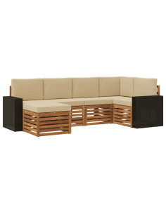 Set divano sezionale con cuscino 6 pcs Naturale e Beige