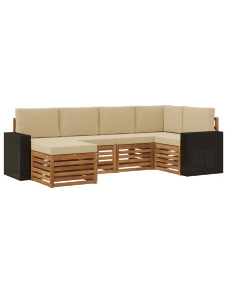 Set divano sezionale con cuscino 6 pcs Naturale e Beige