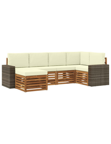 Set divano sezionale con cuscino 6 pcs Naturale e Crema
