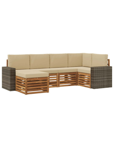 Set divano sezionale con cuscino 6 pcs Naturale e Beige