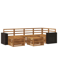 Set divano sezionale 7 pcs Naturale Legno di Acacia Massello