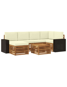 Set divano sezionale con cuscino 7 pcs Naturale e Crema