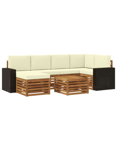 Set divano sezionale con cuscino 7 pcs Naturale e Crema