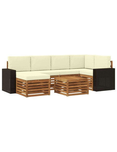 Set divano sezionale con cuscino 7 pcs Naturale e Crema