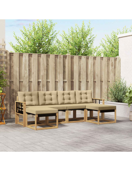 Set di divani da esterno con cuscino 6 pcs Bianco e Beige