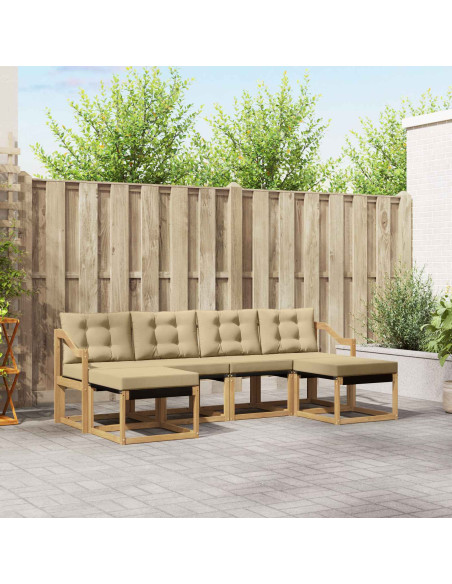 Set di divani da esterno con cuscino 6 pcs Bianco e Beige