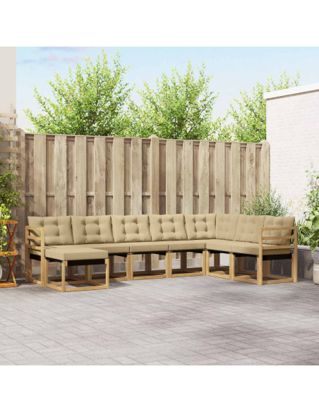 Set di divani da esterno con cuscino 8 pcs Bianco e Beige