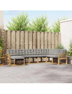 Set di divani da esterno 8 pcs Bianco e Grigio Chiaro