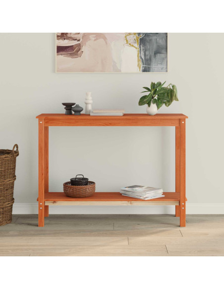 Tavolo consolle con lo scaffale Marrone Cera 110 x 40 x 80 cm