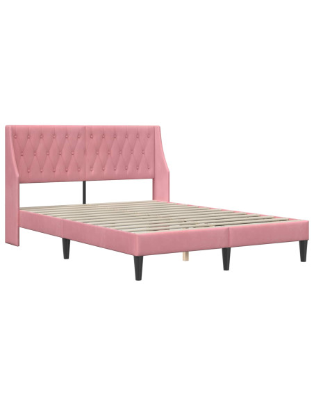 Struttura letto con materasso Rosa 140 x 190 cm Velluto