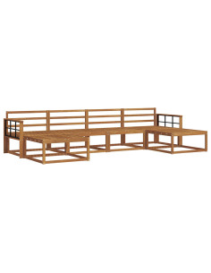 Set di divani 6 pcs Naturale Legno di Acacia Massello 2